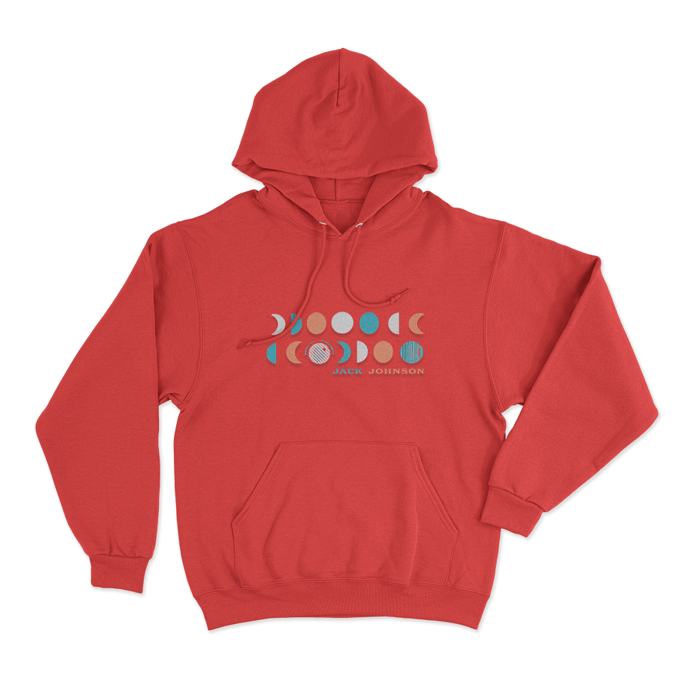 Jack Johnson Moon Phases Unisex Hoodie Red Jack Johnson Moon Phases Unisex Hoodie Red
